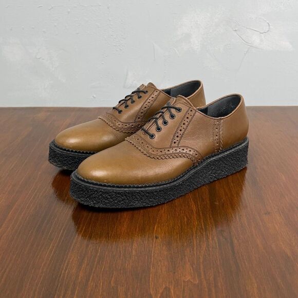 Y's Yohji Yamamoto A/W 2013 Crepe Sole Brown Leather Derbies - Y's 4, US W 6.5 - Picture 2 of 9